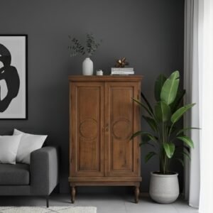 C21-17 Armario/Alacena Rústica de Madera Maciza con Patas Torneadas