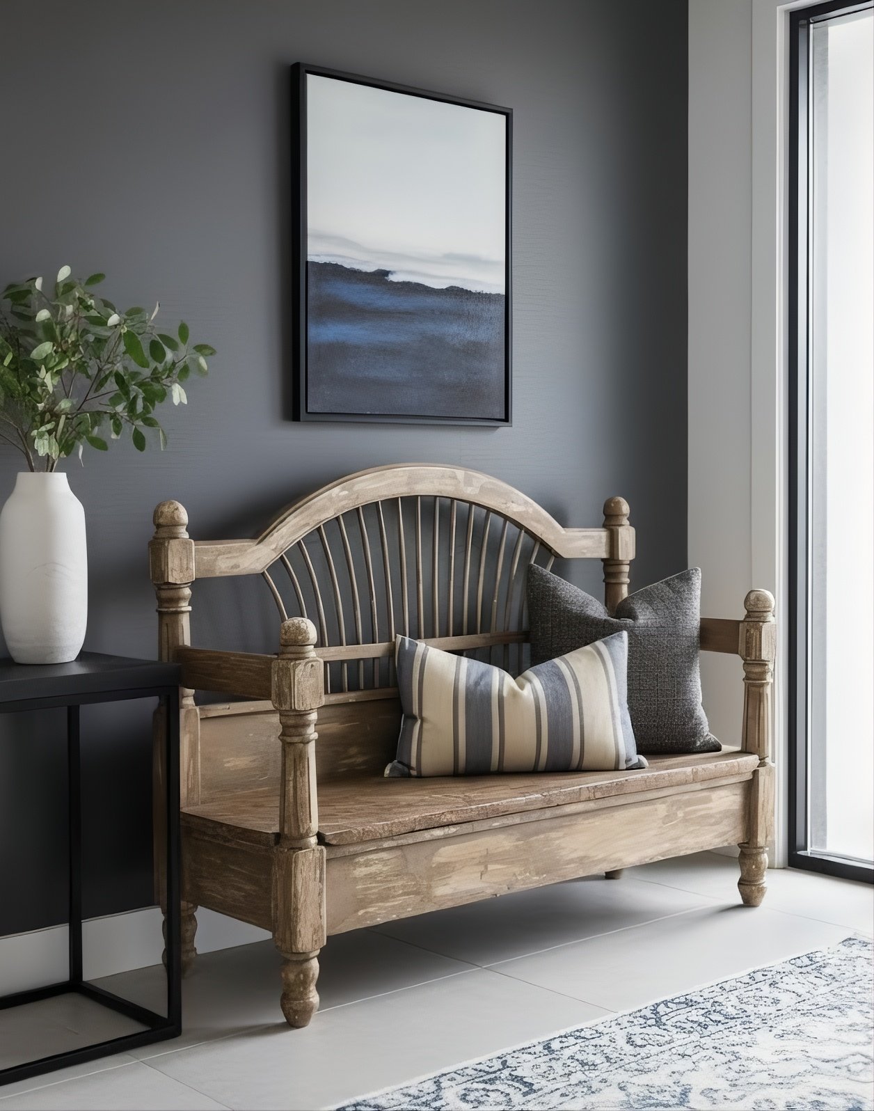 LM-4 Banca de Madera Maciza y Respaldo Tipo Windsor