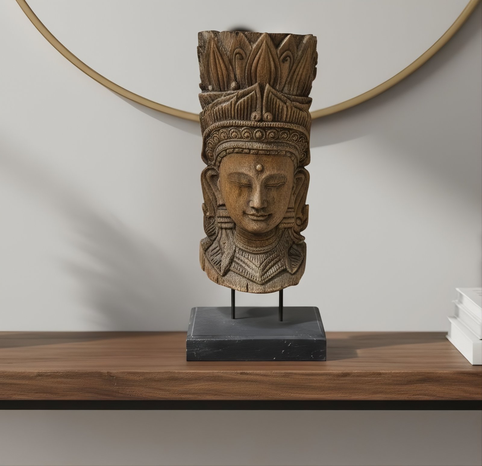 DYP-05 Cabeza Tallada Asiática en Madera