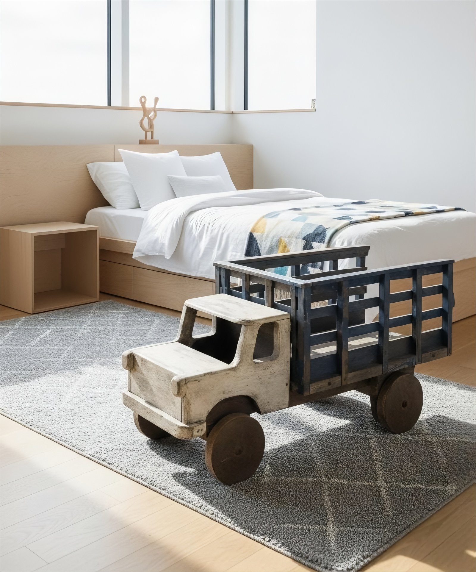 PT-8 Camión de Juguete de Madera Artesanal - Estilo Vintage Rústico