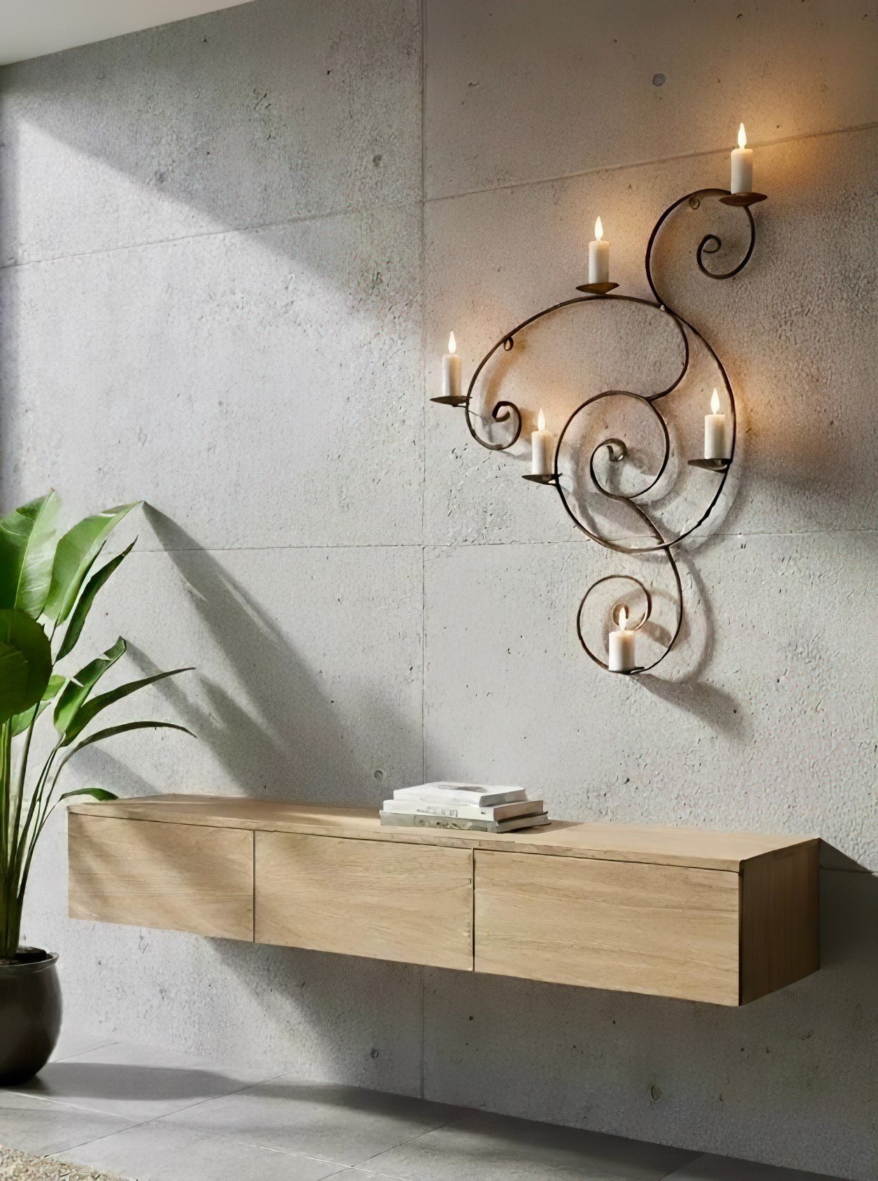 DY-03 Candelabro de Pared de Hierro Forjado Espiral