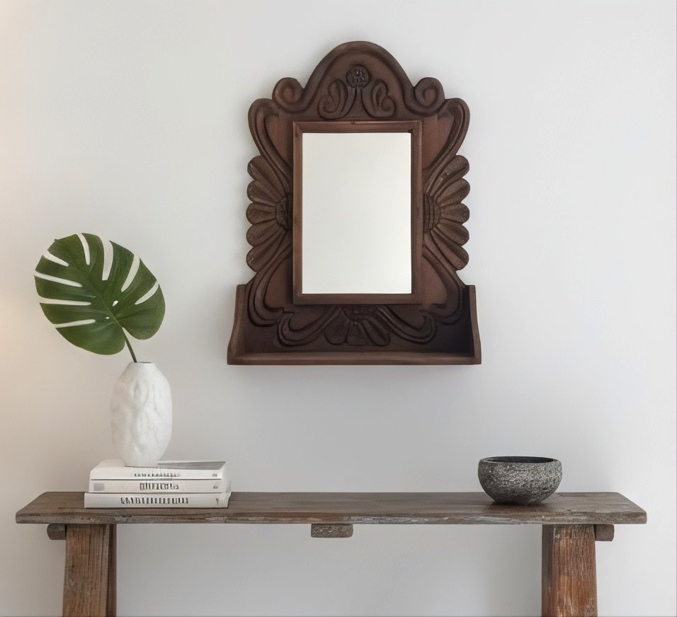 DY-02 Espejo tallado con estante