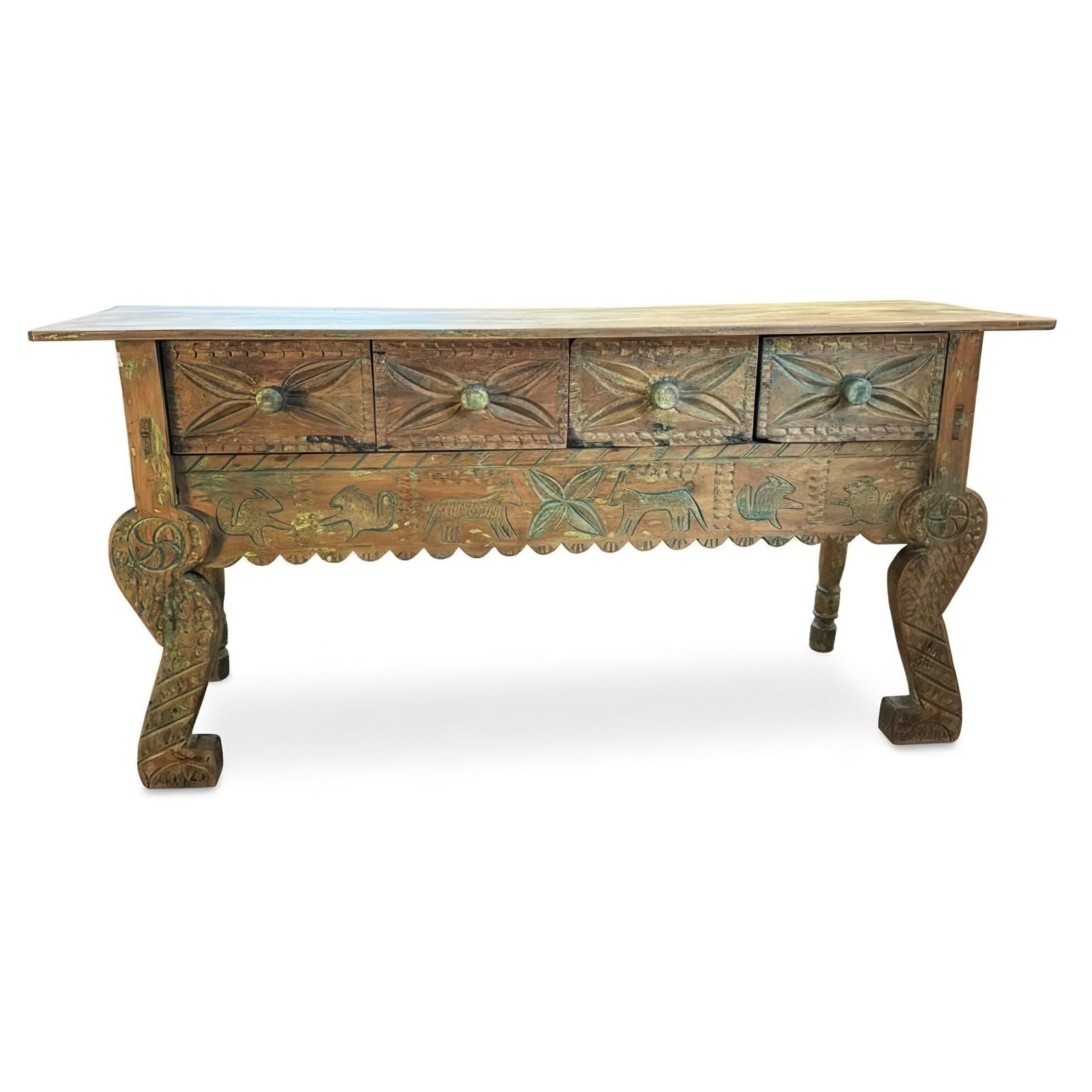 C21-12 Mesa/Consola tallada Nahualá verde - Imagen 2