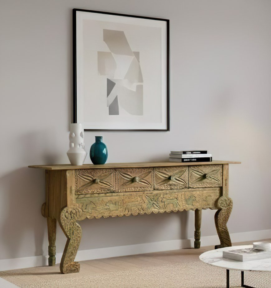 C21-12 Mesa/Consola tallada Nahualá verde