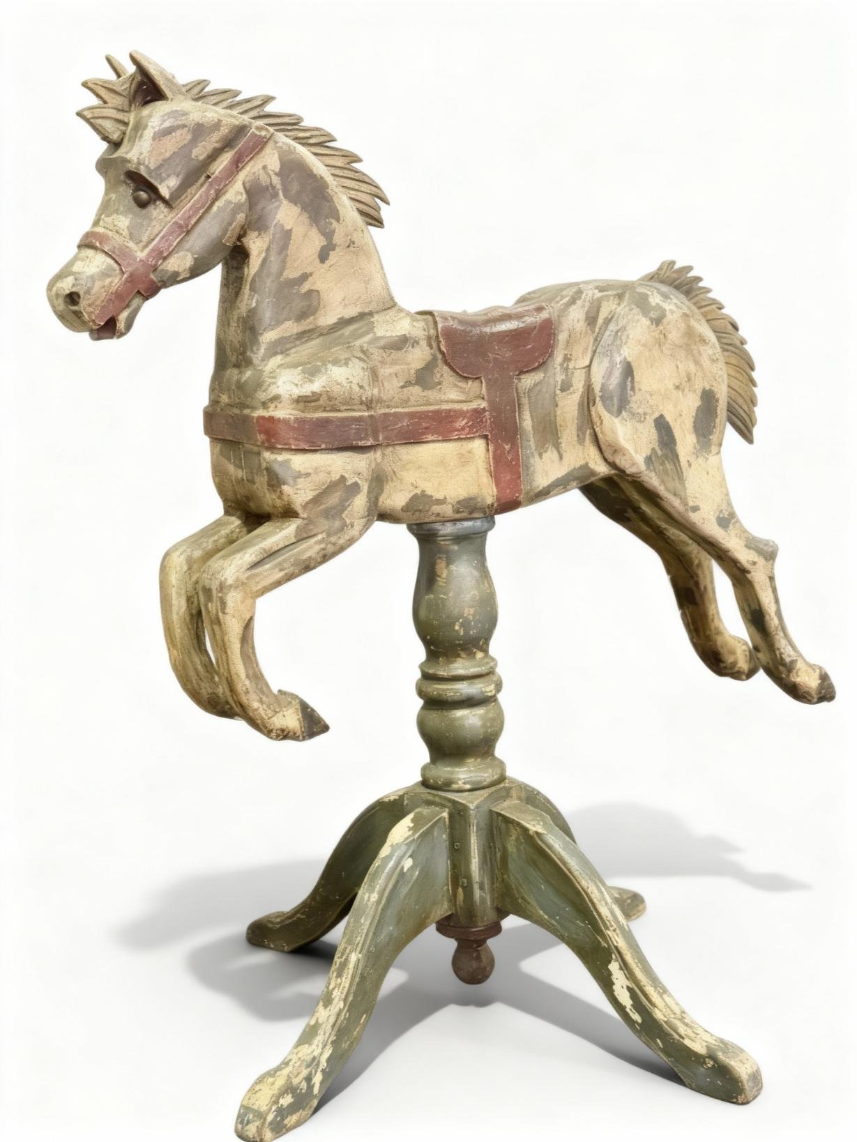 LM-33: Caballito antiguo de carrusel tallado en madera - Imagen 2