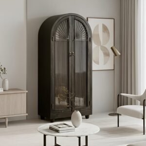 LP-31 Vitrina/Armario de Madera Oscura con Arcos y Rejería Metálica