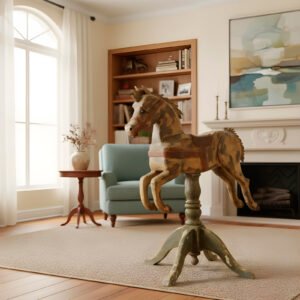 LM-33: Caballito antiguo de carrusel tallado en madera