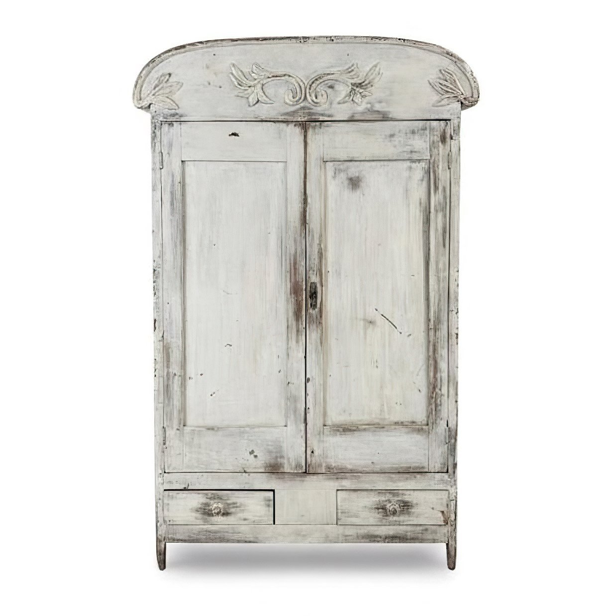 C-21-19 Armario Rústico con Pátina Blanca y Copete Curvado Tallado - Imagen 2