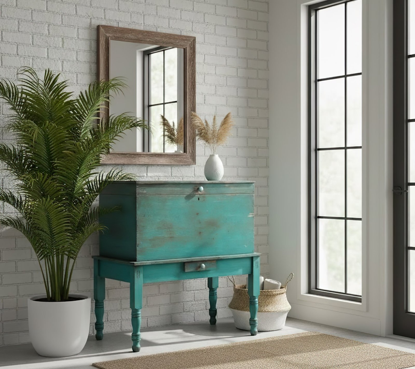 LP-29 BAÚL VERDE SOBRE MESA AUXILIAR