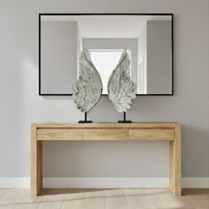 LP-27 Par de Alas Decorativas Talladas en Madera sobre Soporte - Estilo Angelical Shabby Chic