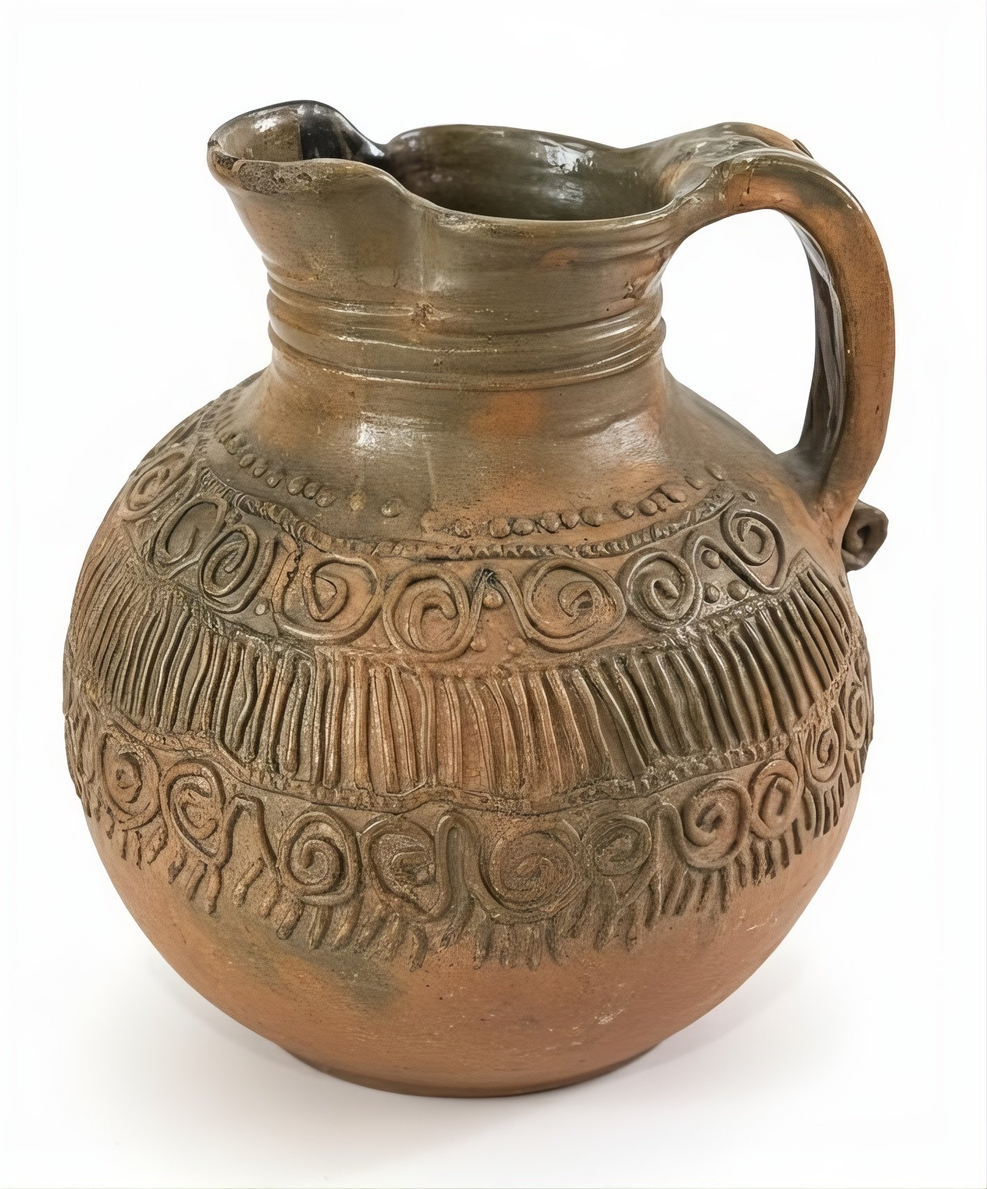 PT-17 Vasija Antigua - Estilo Etnográfico/Rústico con Decoración Tallada - Imagen 2