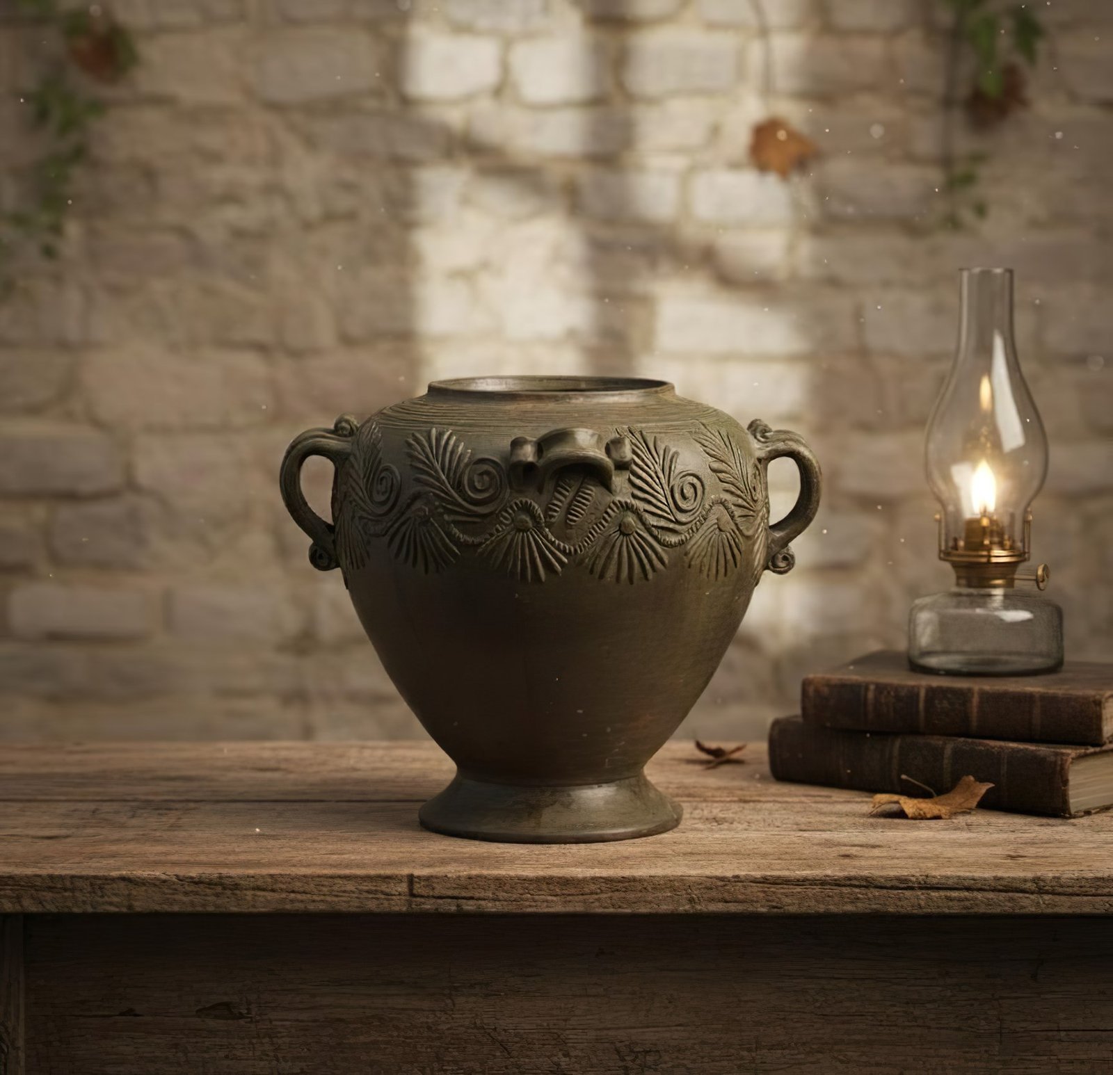 PT-16 Vasija antigua con Asas y Relieve Clásico