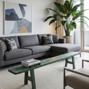 LP-22 Banca Rústica Extralarga Verde Envejecida