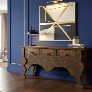 C21-13 Consola Rústica de Madera Tallada