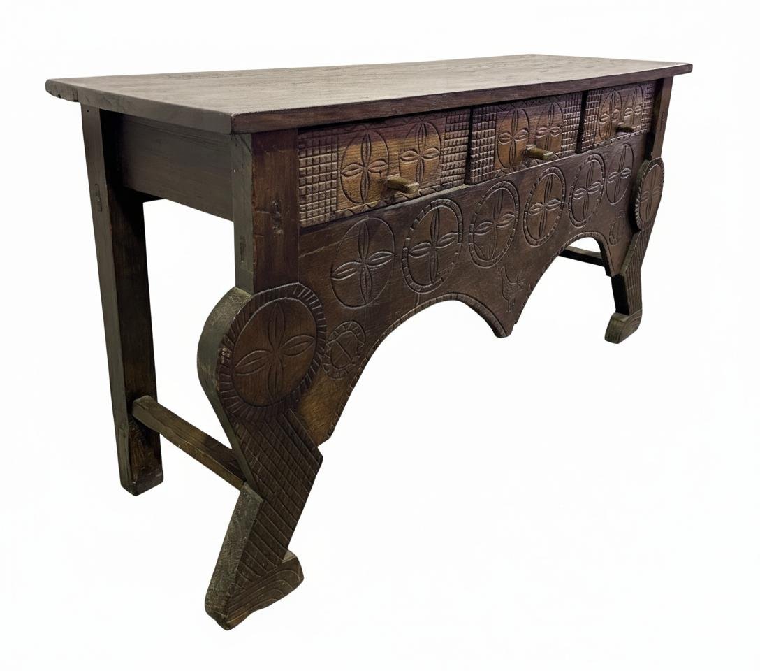 C21-13 Consola Rústica de Madera Tallada - Imagen 5