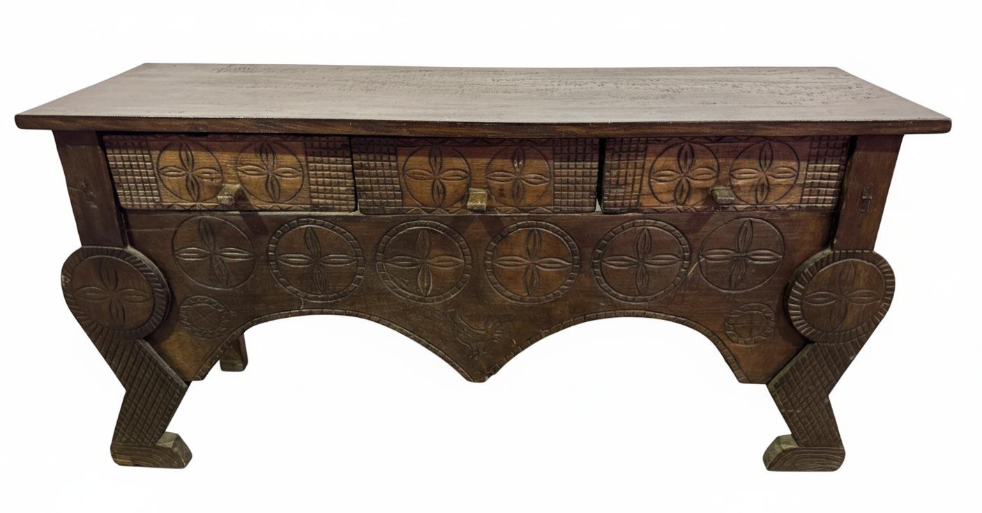 C21-13 Consola Rústica de Madera Tallada - Imagen 4