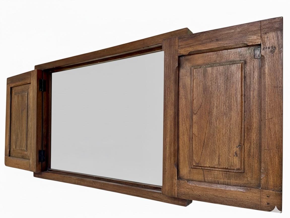 C21-16 Espejo Mural de Estilo Rústico con Contraventanas de Madera - Imagen 2