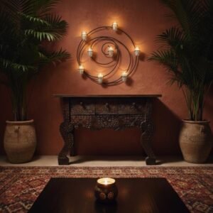 C21-5 Consola rústica en Madera Tallada 3 cajones