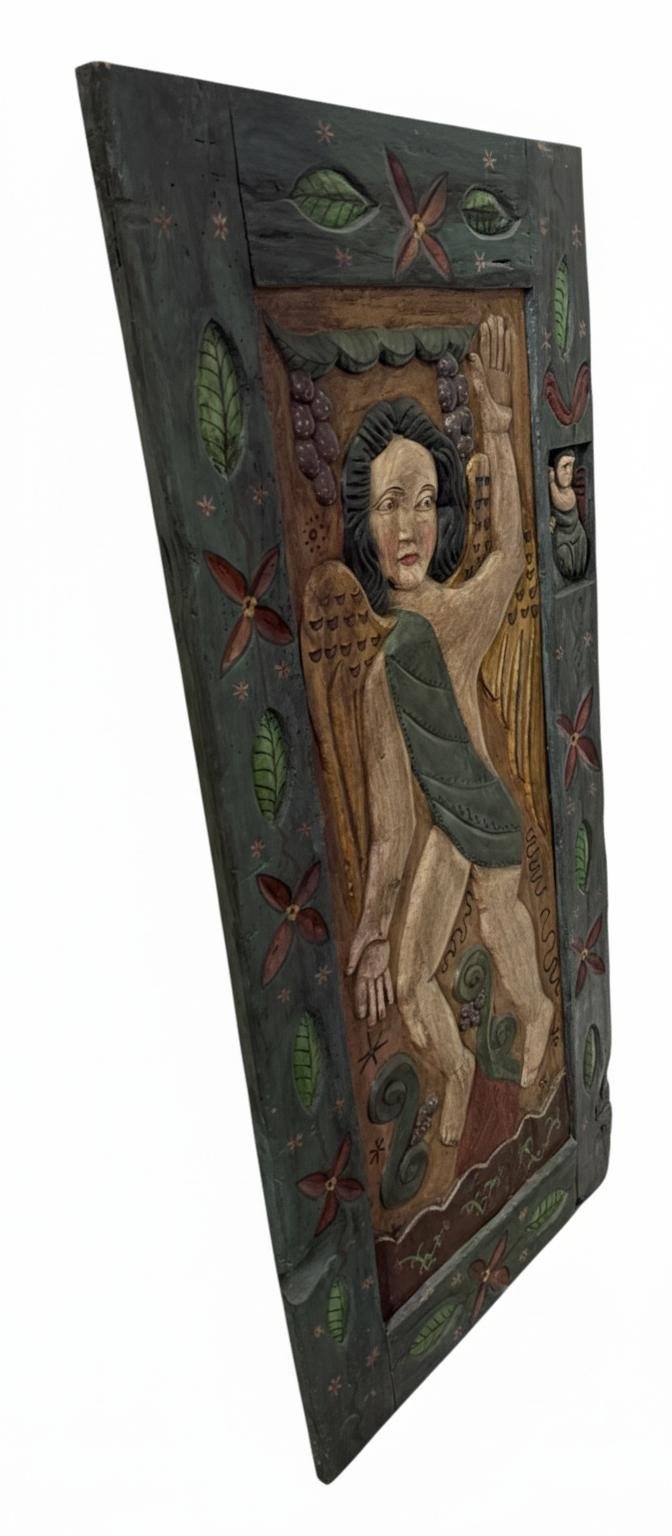 JC-5 Panel Mural de Madera Tallada: "Ángel Colonial" - Imagen 4