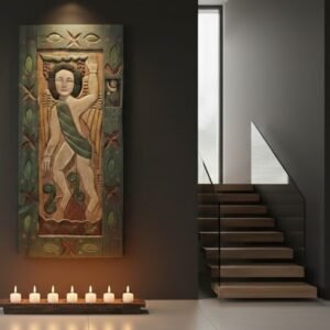 JC-5 Panel Mural de Madera Tallada: "Ángel Colonial"