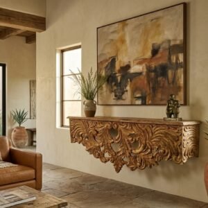 LP-21 Consola Flotante Barroca con Talla de Acanto